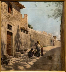 Pequena rua da Toscana com figuras