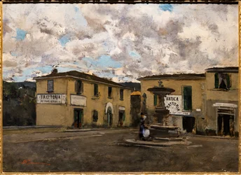 O pequeno quadrado em Settignano num dia de chuva, c.1861 (óleo sobre tela)