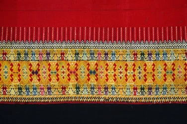 Tecido estampado de gancho duplo, Chom Thong, Chiang Mai, Tailândia (têxtil)