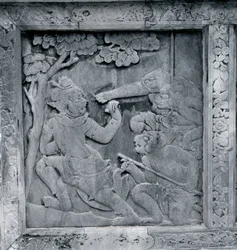 Um de uma série de relevos representando o Ramakien (Ramayana)
