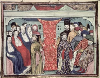 Harl 1319 f.57 O Parlamento de Westminster depõe Ricardo II e proclama o Duque de Lancaster Rei Henrique IV