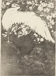 Garça com três macacos