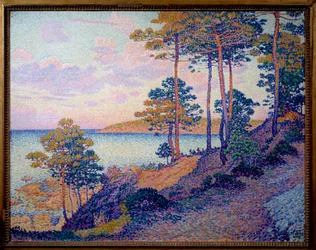 La pointe Saint Pierre a Saint Tropez Painting de Theodore Van Rysselberghe (1862-1926) (ec.belg) 1896 Luxemburgo. Musee National D Art Et Histoire - Pointe Saint Pierre em Saint Tropez. Pintura por Theo Van Rysselberghe (1862-1926) (Escola Belga)