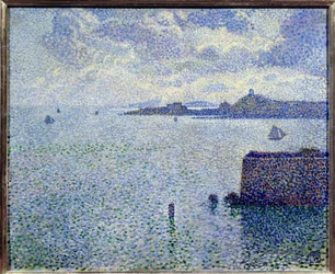 Barcos à vela e estuário. Pintura de Theodore Van Rysselberghe (1862-1926), Bel.