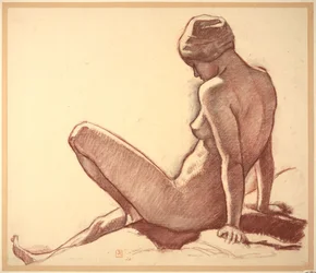 Estudo de nu feminino à beira-mar para “As Banhistas”