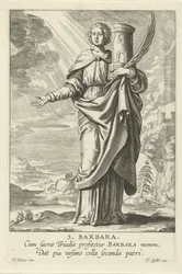 Santa Bárbara
S. Santa Bárbara (título sobre o objecto)
Santos femininos (título da série)
Speculum Illustratum Virginum (título da série)