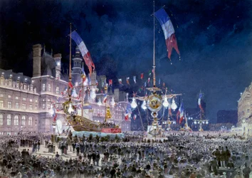 Recepção na Câmara Municipal de Paris da ala russa Pintura por Theodore Joseph Hubert de Fedor Hoffbauer (1839-1922) 1893. Paris, Musee Carnavalet