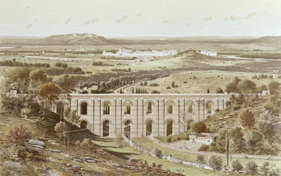 Reconstrução do Aqueduto Romano de Arcueil perto de Lutetia