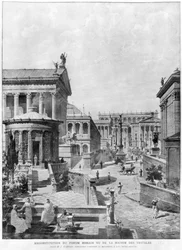 O Fórum Romano da Antiguidade, 1914 (gravura bw)