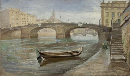 Um dia nublado em Florença perto da Ponte Santa Trinità
