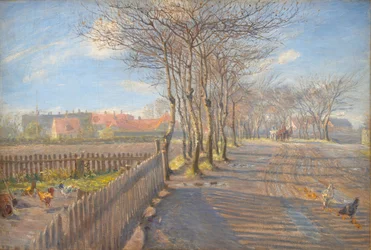 Country Lane com árvores. Kastrup