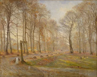 Dia de outono atrasado no Jægersborg Deer Park, norte de Copenhague