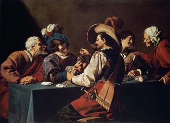 Jogadores de cartas, Por Theodor Rombouts (1597-1637), Óleo sobre tela. Flandres