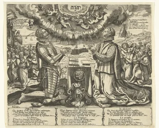 William of Orange e Charlotte of Bourbon ajoelhados na paisagem