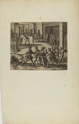 (Jacobus Almagrus a Ferdinando Pizarro Invincula Coniicitur in Carcere....) (do livro Americae, parte seis)