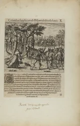 Columbus Supplicium ab Hispanis Seditiosis Sumit. X. (do livro Americae, quarta parte)