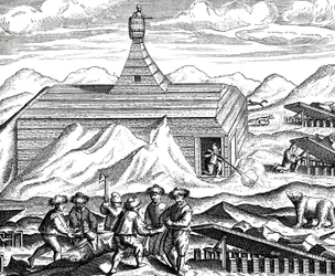 Corte de um urso no Pólo Norte, c.1600 (gravura)