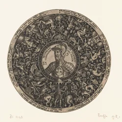 Medalhão com busto do Capitão da Loucura, Theodor de Bry, c. 1577 - c. 1578