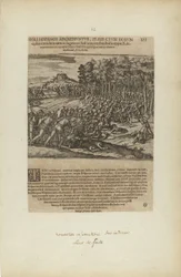 Moli Hispanos Adgrediuntur, Praefe Ctum Eorum/Cedunt: Tandeum.... (do livro Americae, quinta parte)