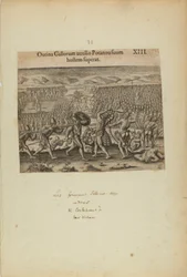 Outina Gallorum Auxilio Potanou Suum Hostem Superat. XIII. (do livro Americae, segunda parte)