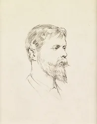 Retrato de Sir Ernest Waterlow, um perfil (caneta e tinta no papel)