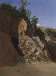 Paisagem com uma caverna.
