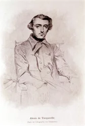 Retrato de Alexis de Tocqueville. Litografia de Chasseriau. Século XIX.