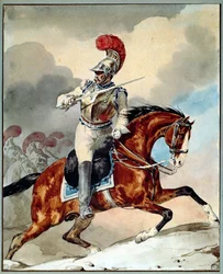 Carabinier oficial dando a ordem de cobrar