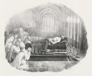 Guilherme, o Conquistador, levado após a sua morte para a Igreja de Boscherville (William, o Conquistador, em câmara ardente na Igreja da Abadia de São Jorge de Boscherville)