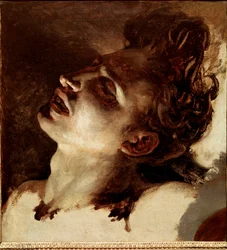 Cabeça de um jovem morto, pintura de Jean Louis Théodore Géricault (1791-1824), século XIX, óleo sobre tela, 31x33 cm, Rouen, Musée des Beaux-Arts