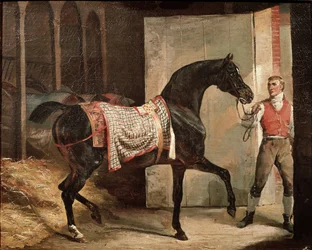 Cavalo saindo do estábulo (óleo sobre tela, início do século XIX)
