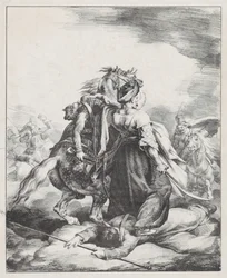 Mameluco da guarda imperial a defender um trompetista ferido contra um cossaco (Um mameluco egípcio a defender um trompetista francês ferido em Waterloo)