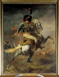 Oficial dos caçadores a cavalo da Guarda Imperial em carga, pintura de Théodore Géricault (1791-1824), 1812, A. 3,49 x 2,66 m