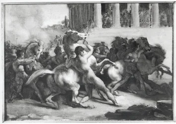 Estudo para a corrida dos cavalos bárbaros