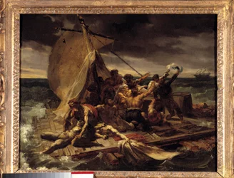 A jangada dos esboços do "Meduse Premiere". Pintura de Theodore Gericault (1791-1824). Dim. 0,37 X 0,46 m.