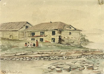 Edifícios em ruína, Alasca, 1884.