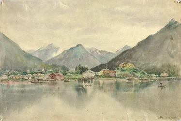 Sitka a partir das ilhas, mostrando o castelo russo, 1888