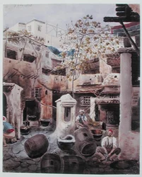 A Dyeworks, Rue du Divan, Argel. c.1835 (aguarela sobre papel)