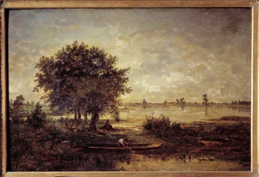 les bords de la Loire Pintura de Theodore Rousseau (1812-1867) Sol do século XIX. 0,42x0,63 m Paris, Musee du Louvre.