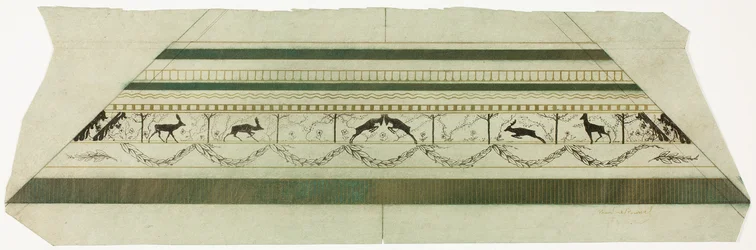 Moldura com padrão de veado e flores (secção inferior da moldura)