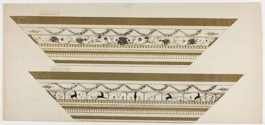 Moldura com padrão de veado e flores, secção superior da moldura
