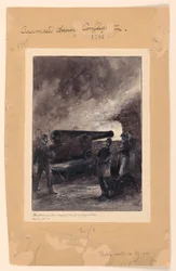 Uma arma casemate durante a conflagração