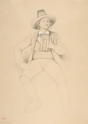 Um homem em traje tirolês, sentado, fumando cachimbo, 1842.
