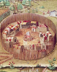Uma Vela Fortificada Indígena Pomeiok, Ilustração de Admiranda Narratio, de Theodore De Bry