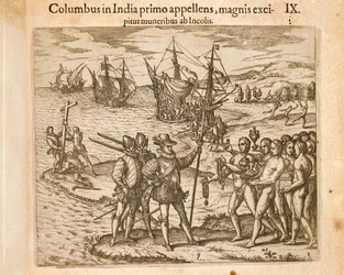 Cristóvão Colombo desembarcando na ilha de Guanahani (San Salvador), 12 de outubro