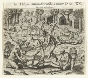 Índios vertem ouro líquido na boca de um espanhol, 1594