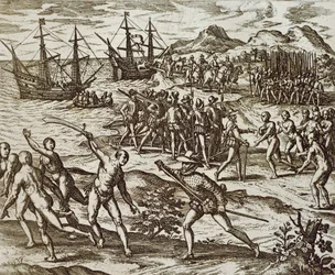 Os Espanhóis na América, por Theodore De Bry, gravando
