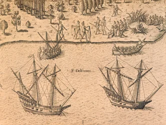 A chegada de navios franceses à Flórida