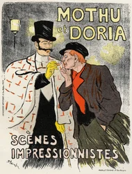 Arte. Entertaiment. Os cantores Mothu e Doria. Cartaz de Steinlen, França