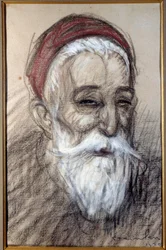 Retrato do político francês Anatole France (1844-1924) Desenho a giz de Theophile Alexandre Steinlen (1859-1923) 1920 Vernon, Musee Poulain
